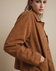 Veste Courte En Daim Marron