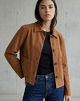Veste Courte En Daim Marron