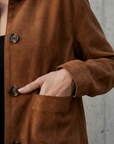 Veste Courte En Daim Marron