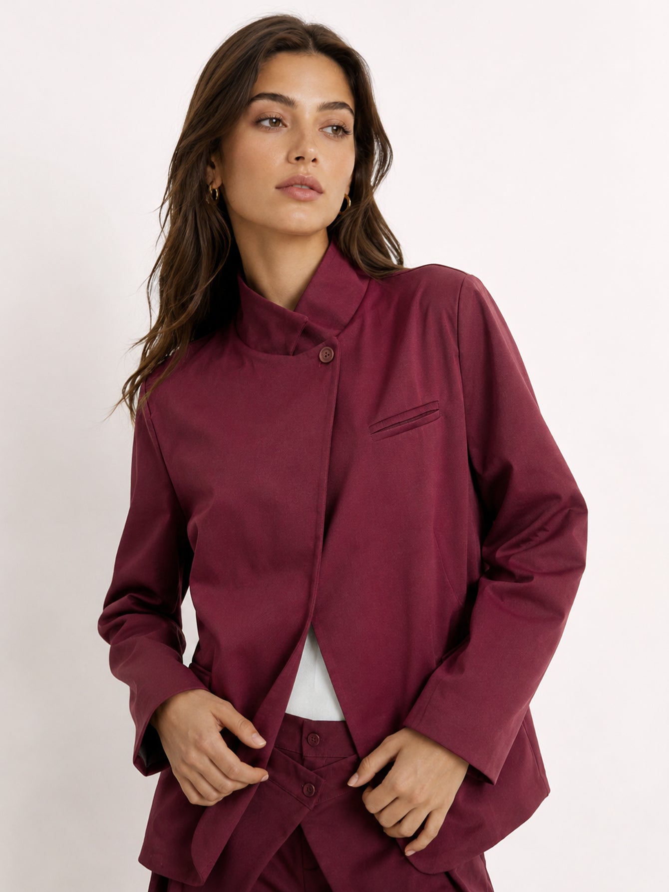 veste croisée col officier bordeaux