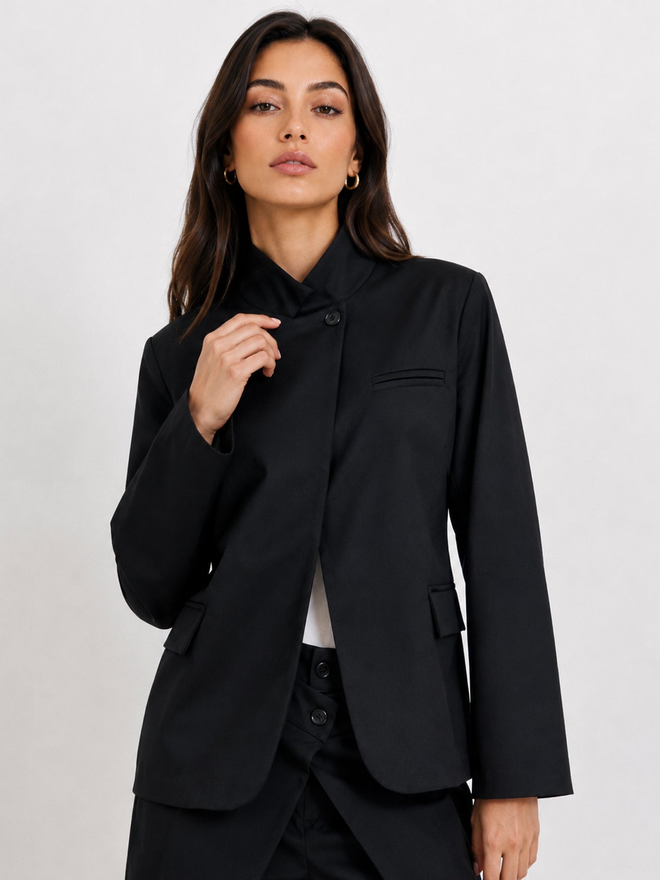 veste noire profil poches à rabat