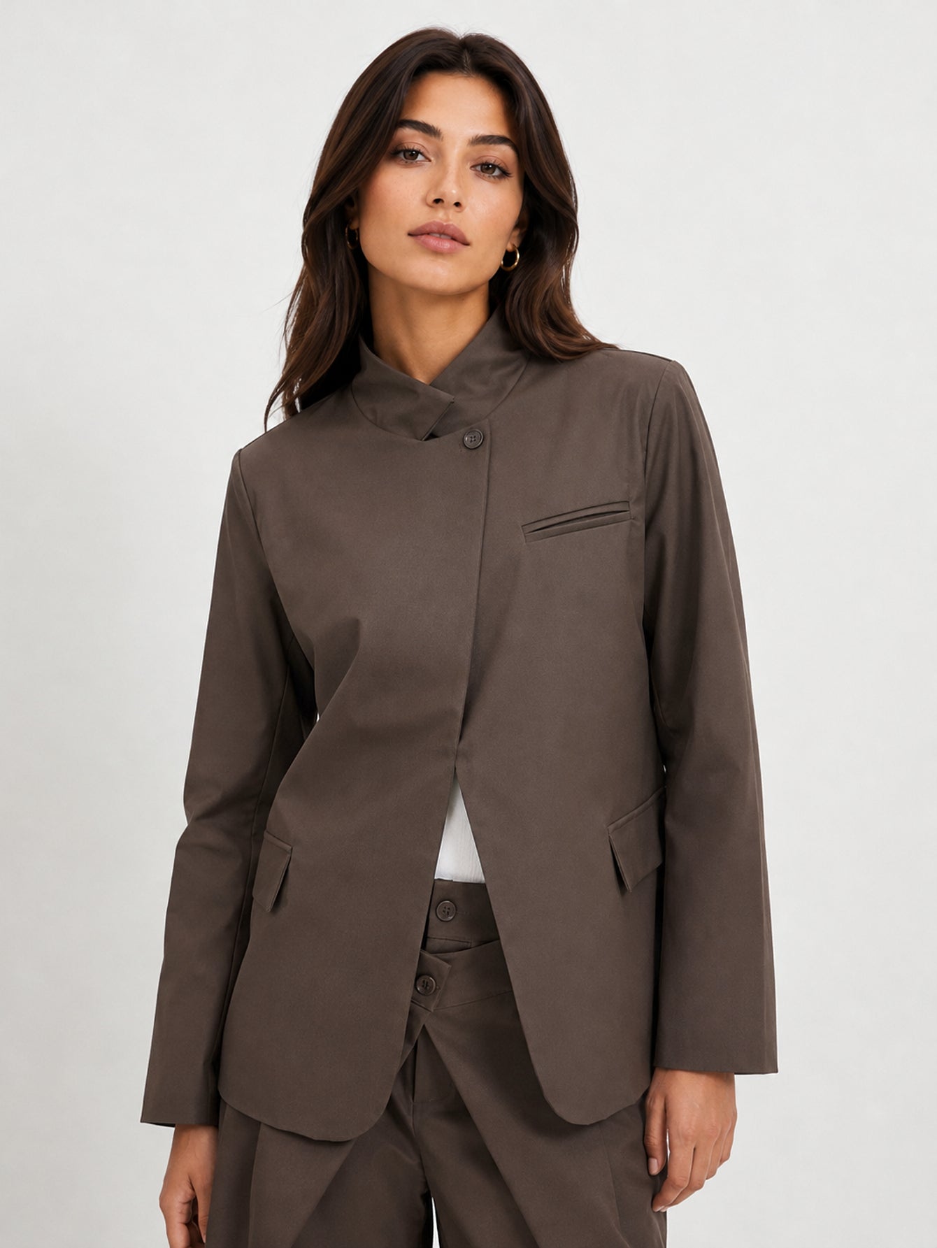veste marron dos longueur hanches