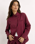 veste croisée col officier bordeaux