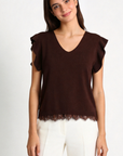 02. 02 blouse maille viscose col v volants dentelle image 1
