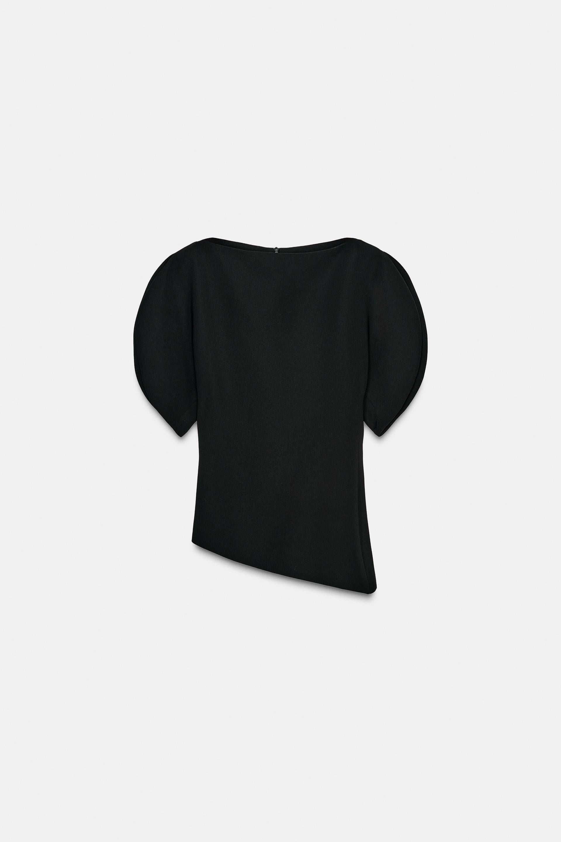 Blouse noire ourlet asymétrique vue dos