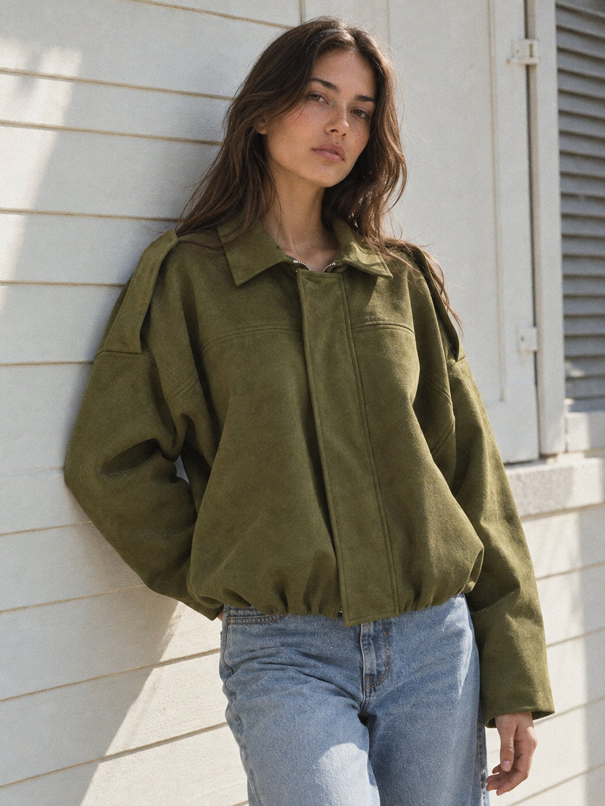 Blouson bomber suédine kaki