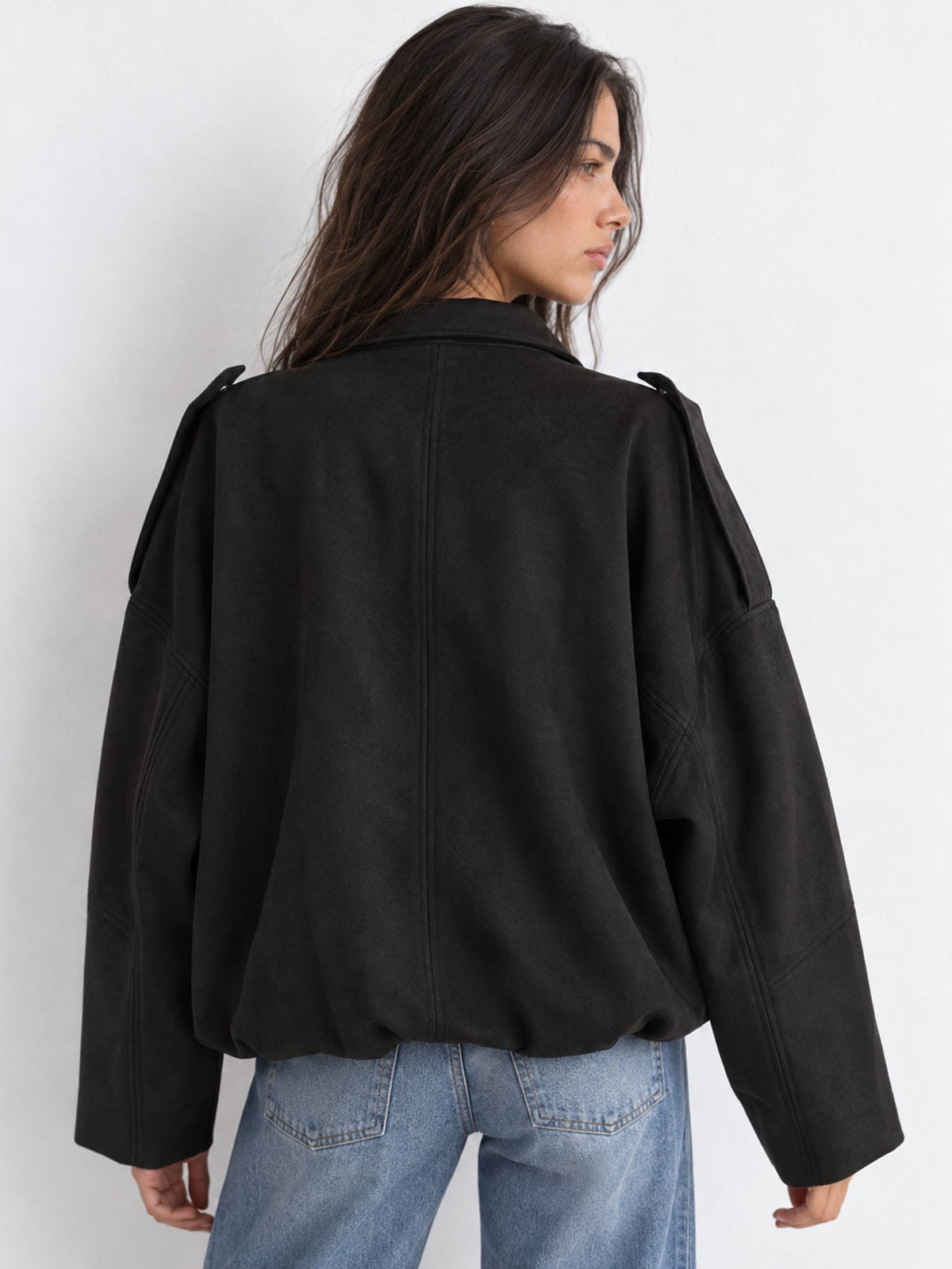 Dos blouson bomber suédine noir