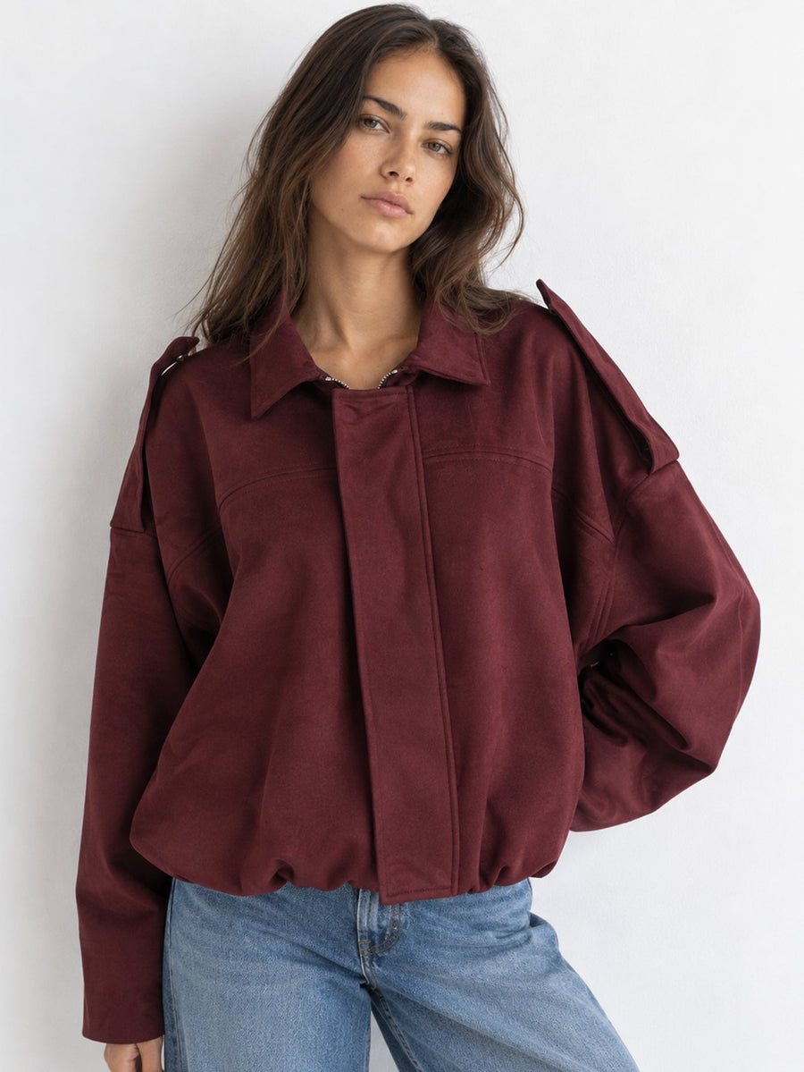 Blouson bomber suédine bordeaux studio
