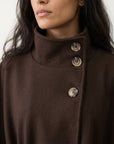 Détail col montant et boutons marron