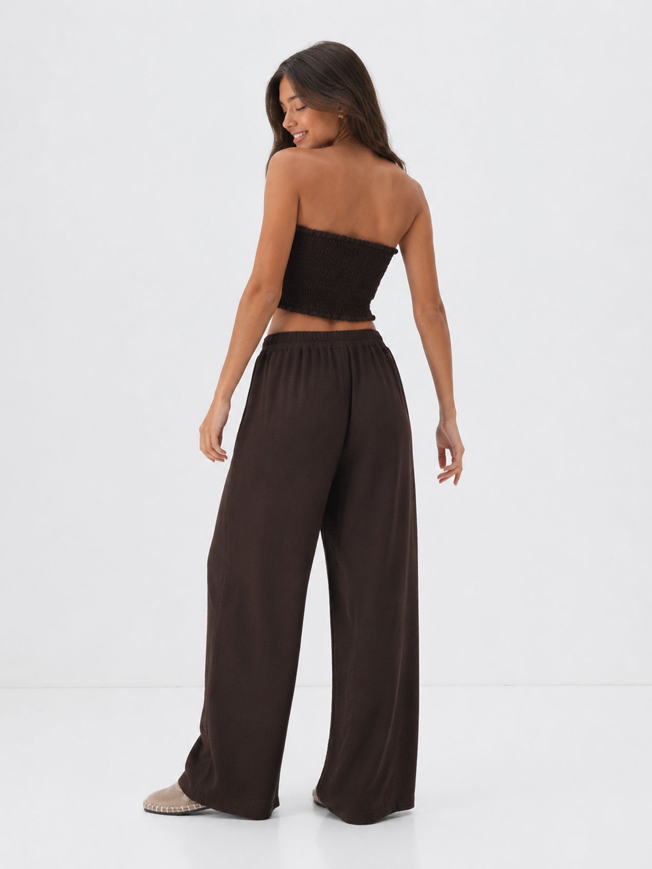 ensemble bandeau smocké bordeaux gros plan