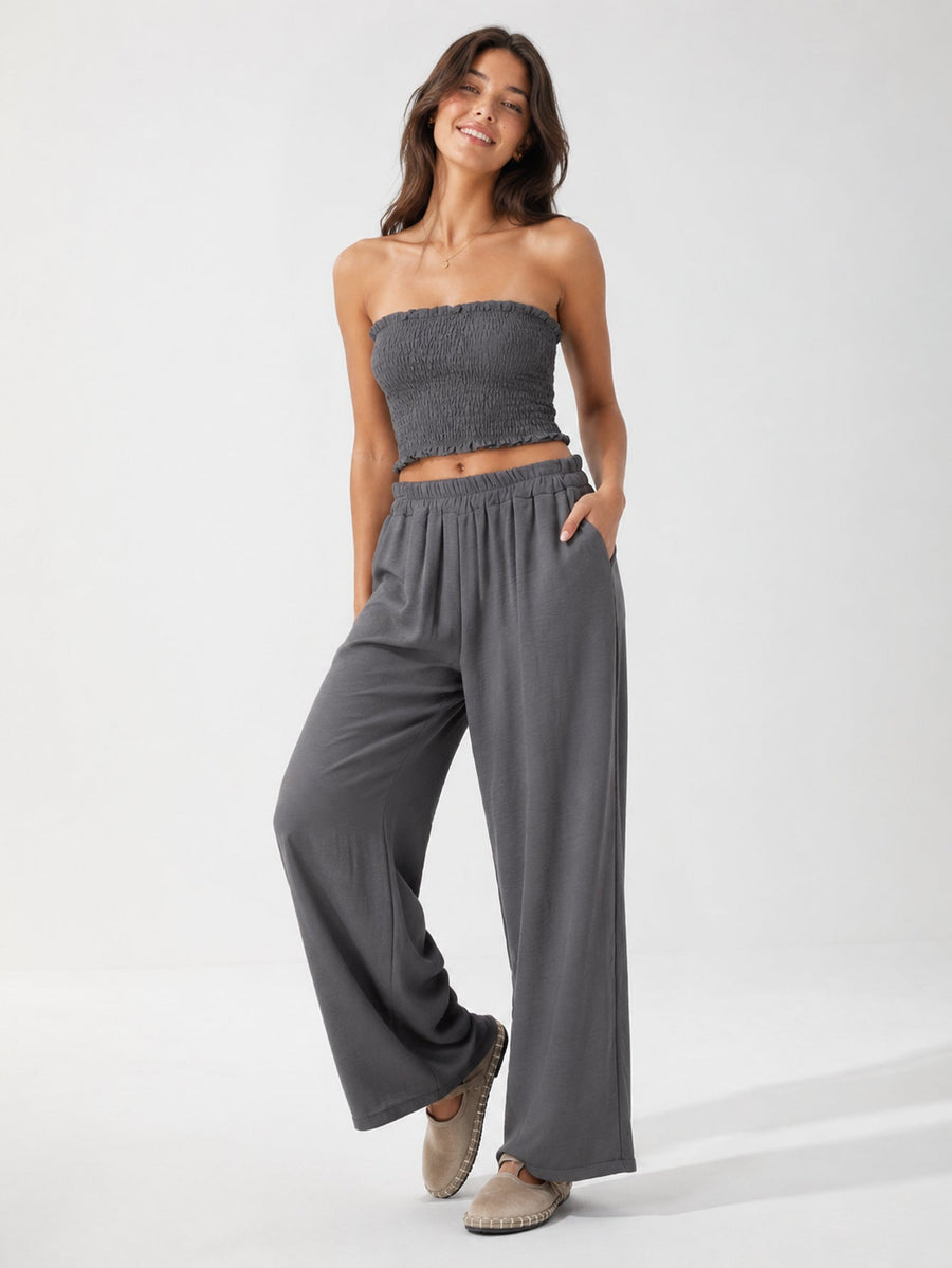 ensemble bandeau smocké violet vue face