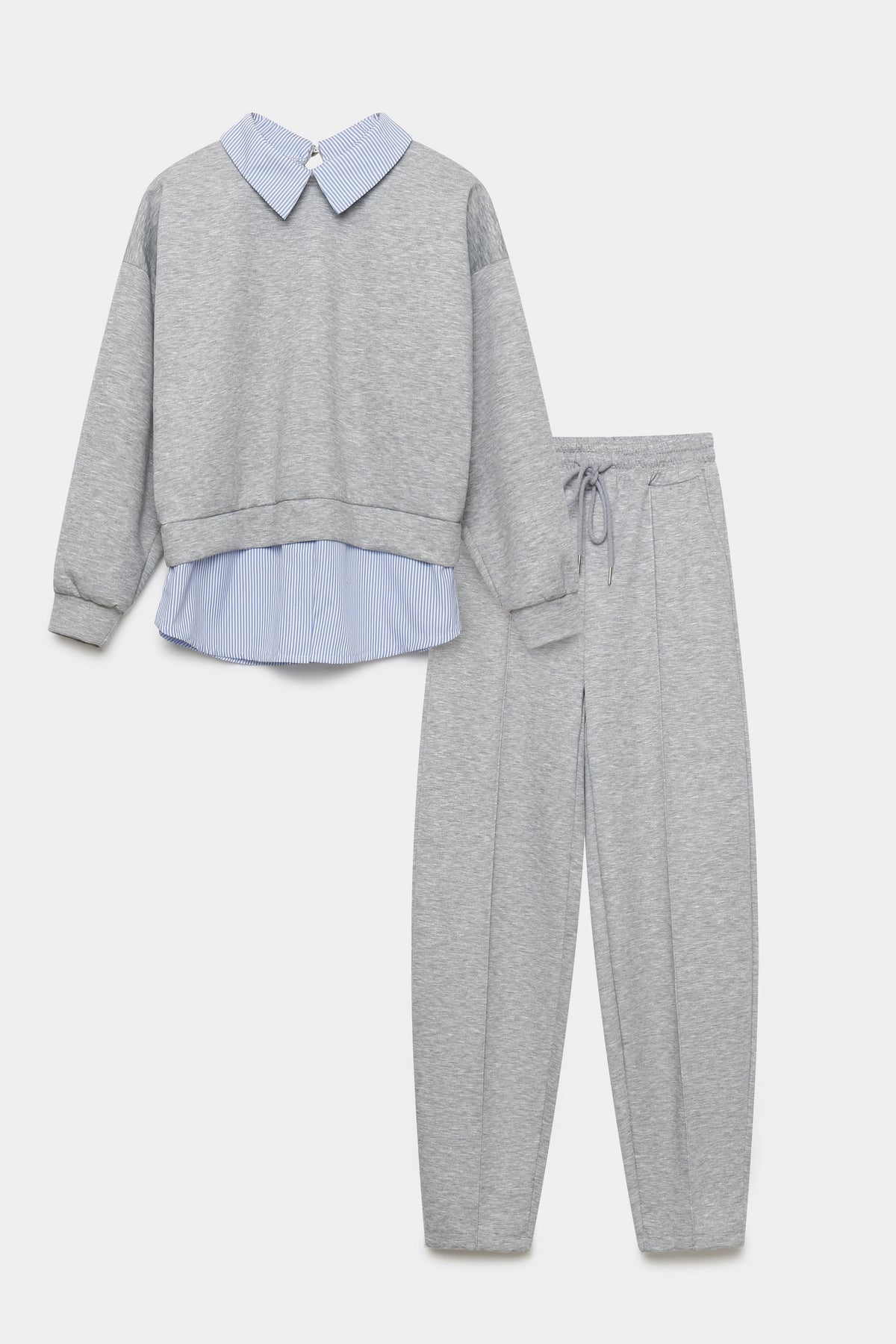 Ensemble sweat + pantalon gris clair packshot