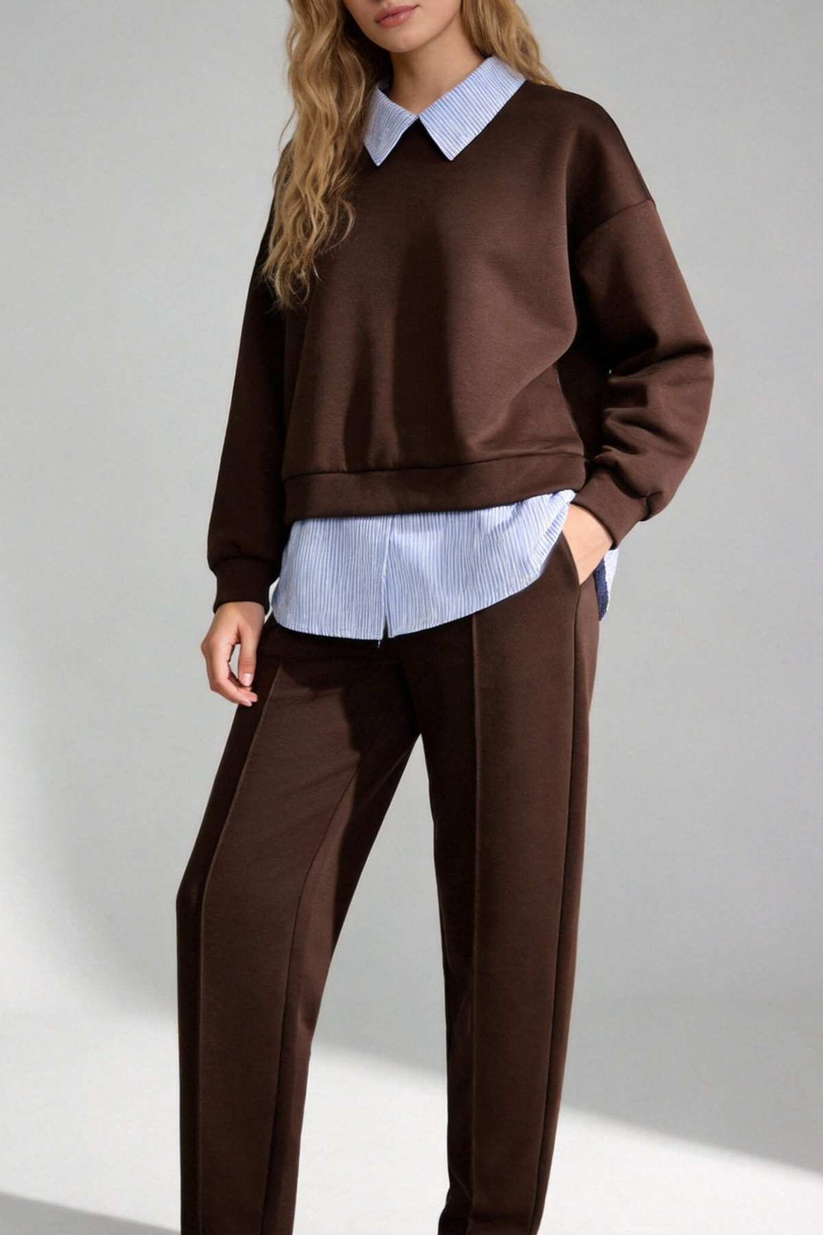 Ensemble sweat + pantalon chocolat face