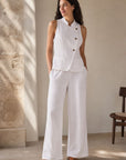 ensemble gilet croise et pantalon large en viscose image 15