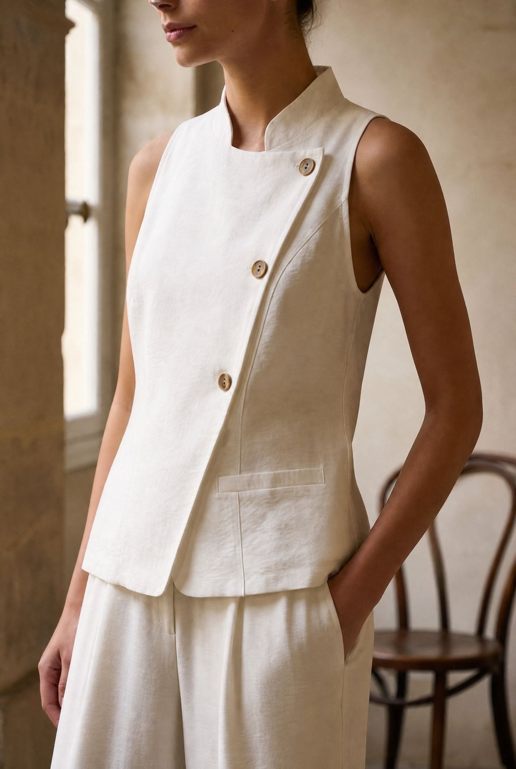 ensemble gilet croise et pantalon large en viscose image 28