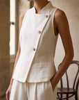 ensemble gilet croise et pantalon large en viscose image 28