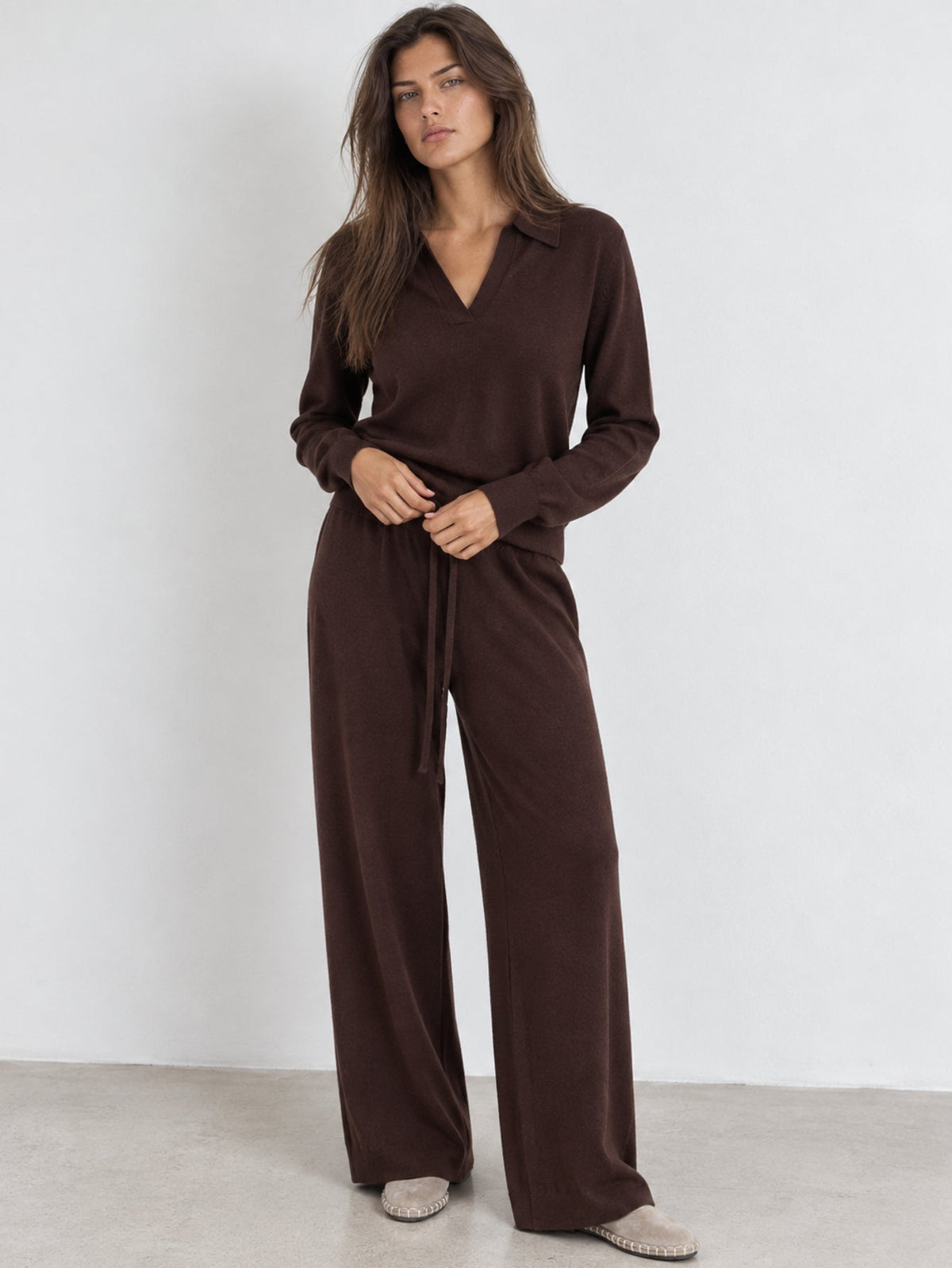 Ensemble en maille marron face