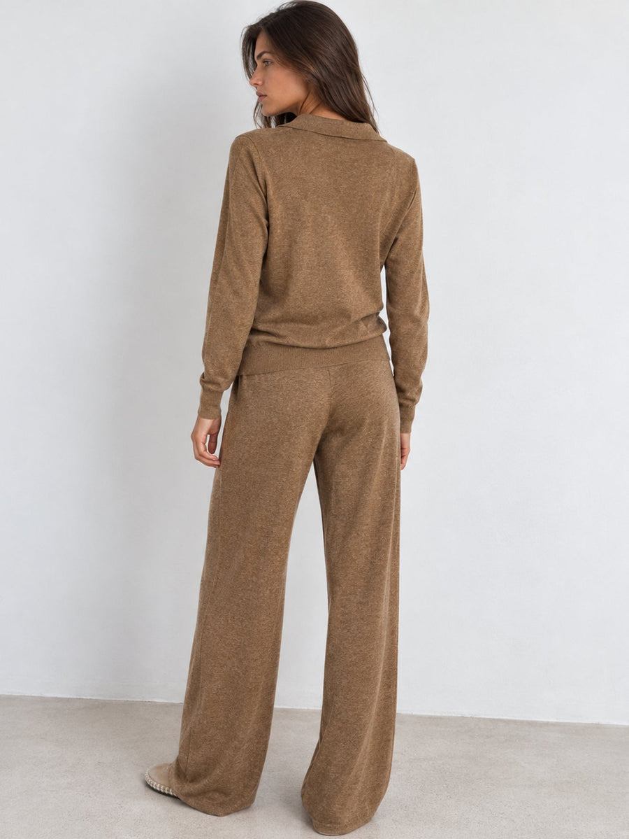 Ensemble en maille camel dos