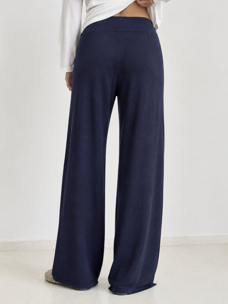 Pantalon en maille bleu marine dos