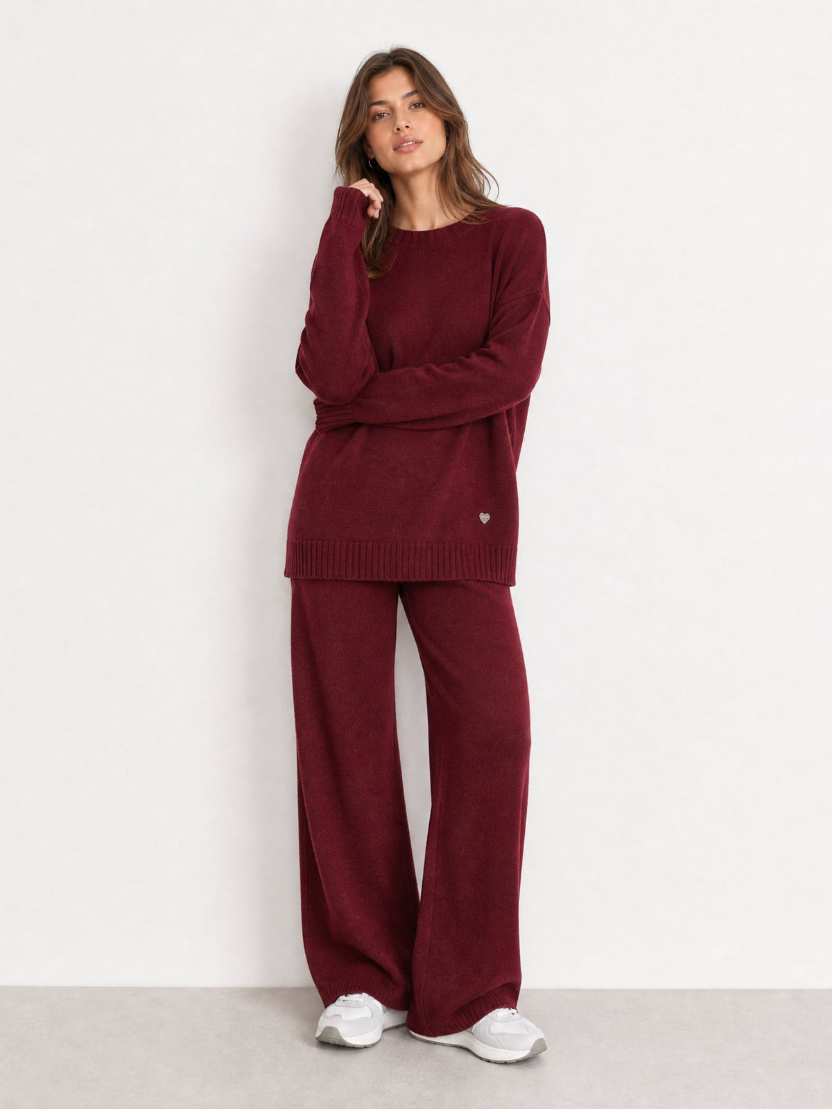 Ensemble en maille bordeaux