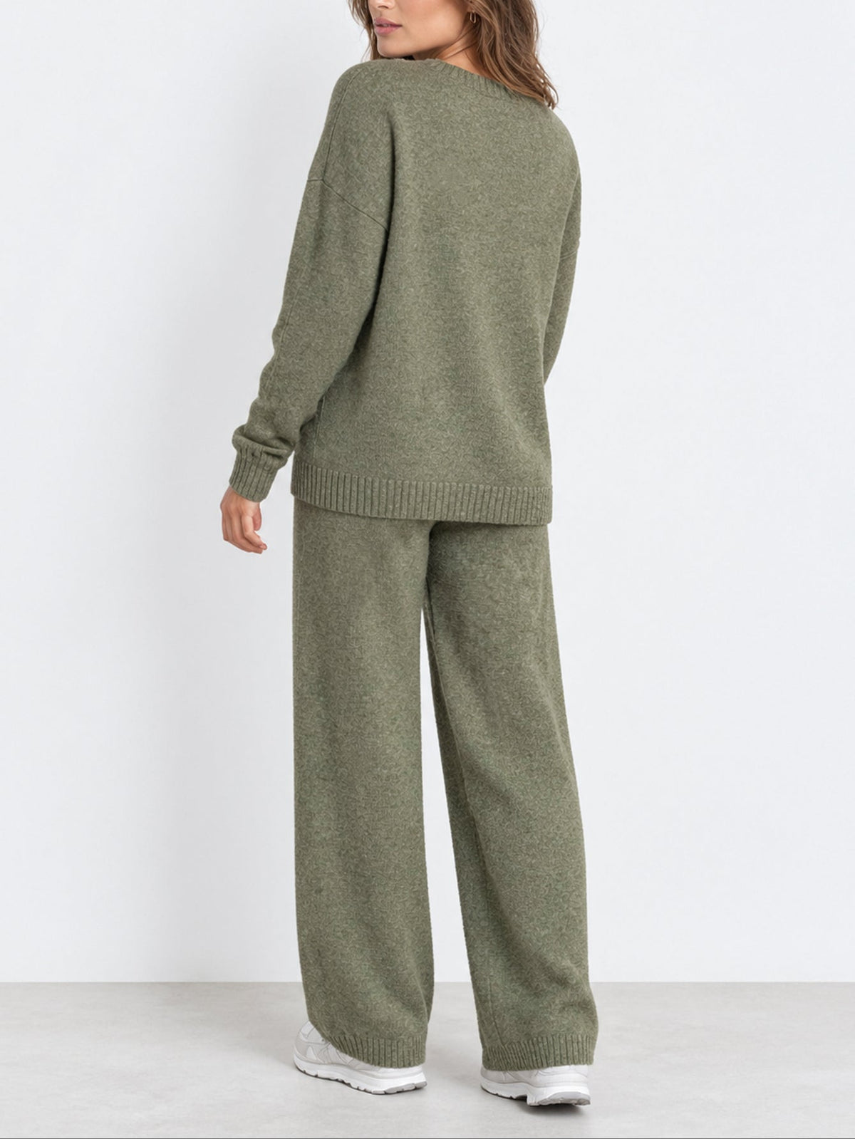 Dos ensemble en maille vert kaki