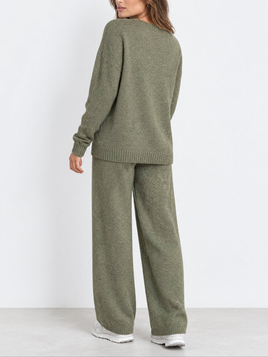 Dos ensemble en maille vert kaki