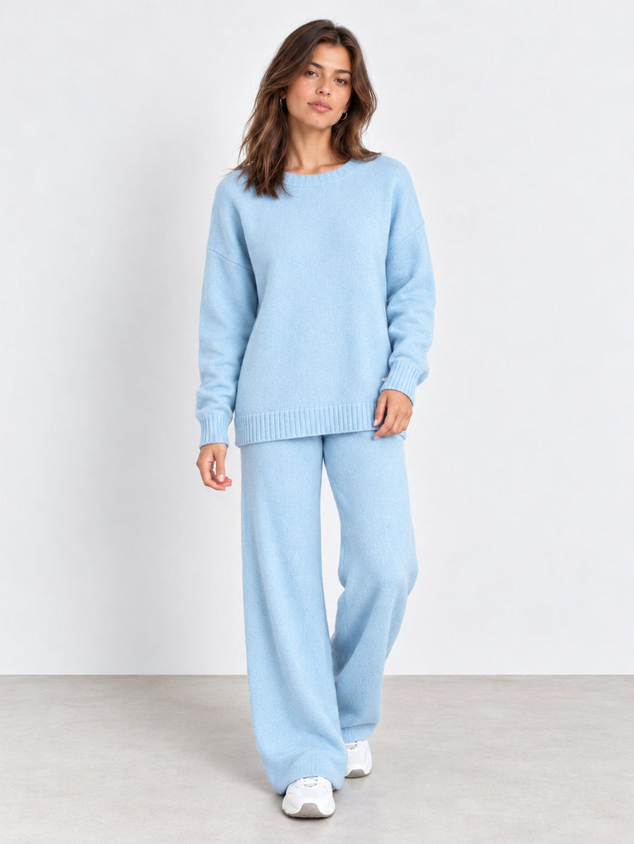 Ensemble en maille bleu clair