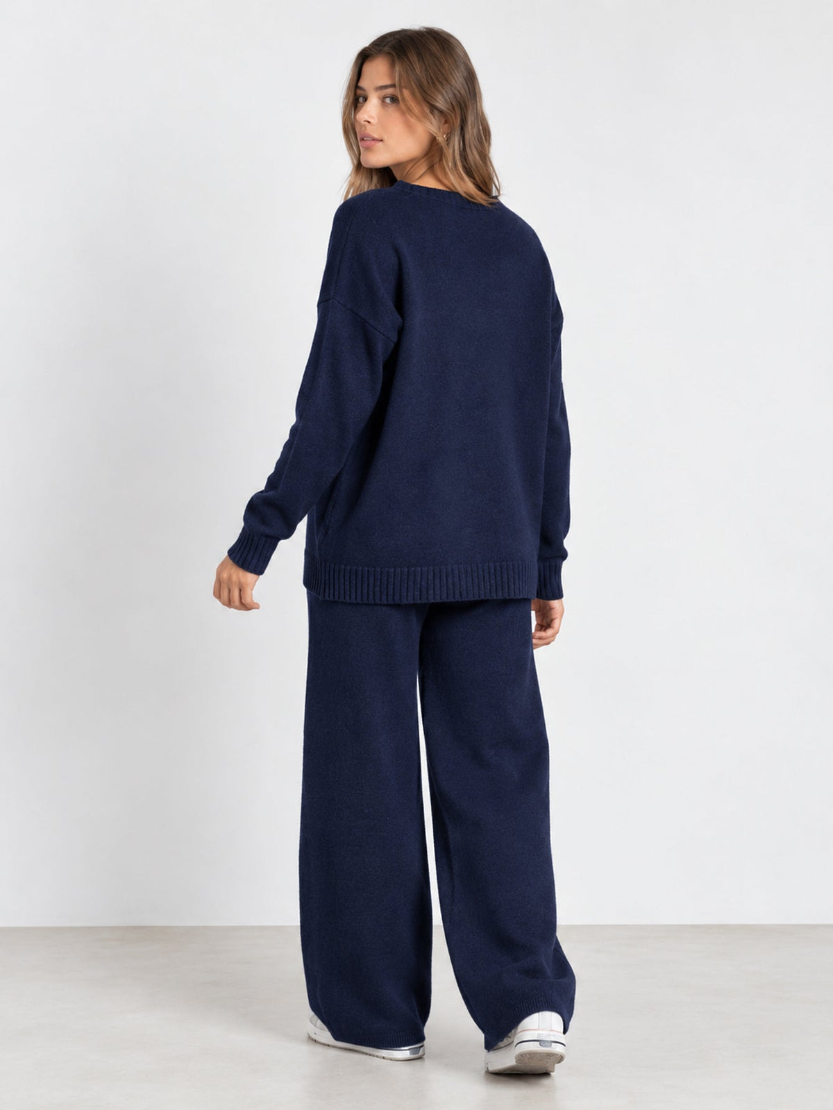 Dos ensemble en maille bleu nuit