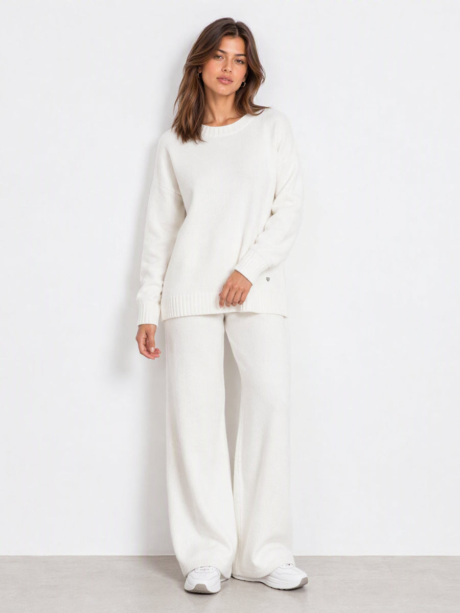 Ensemble en maille blanc cassé