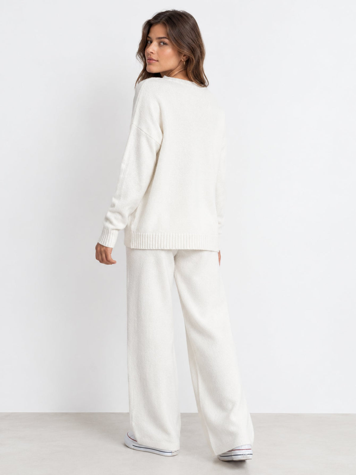 Dos ensemble en maille blanc cassé