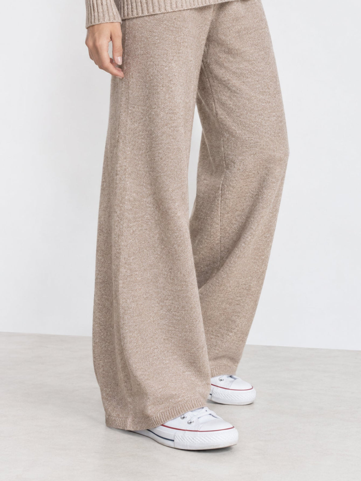 Ensemble en maille beige coupe large