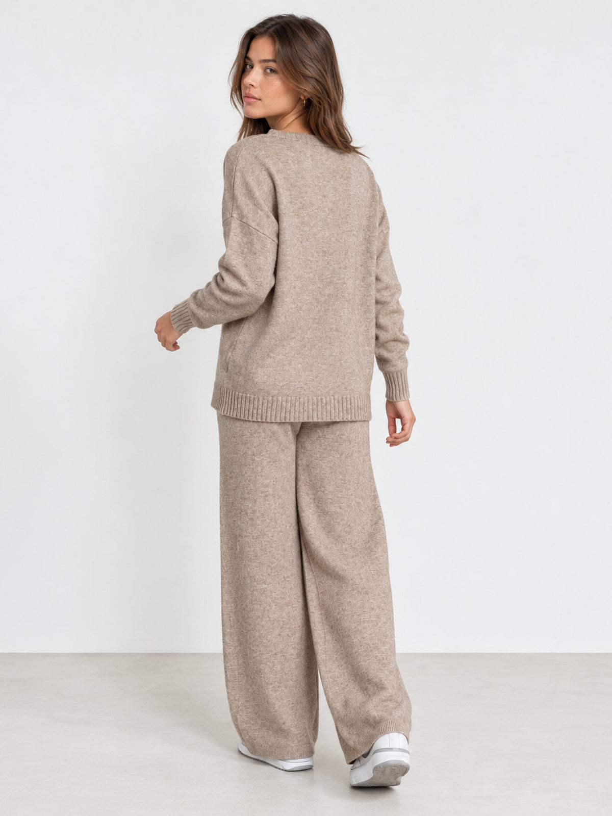 Dos ensemble en maille beige