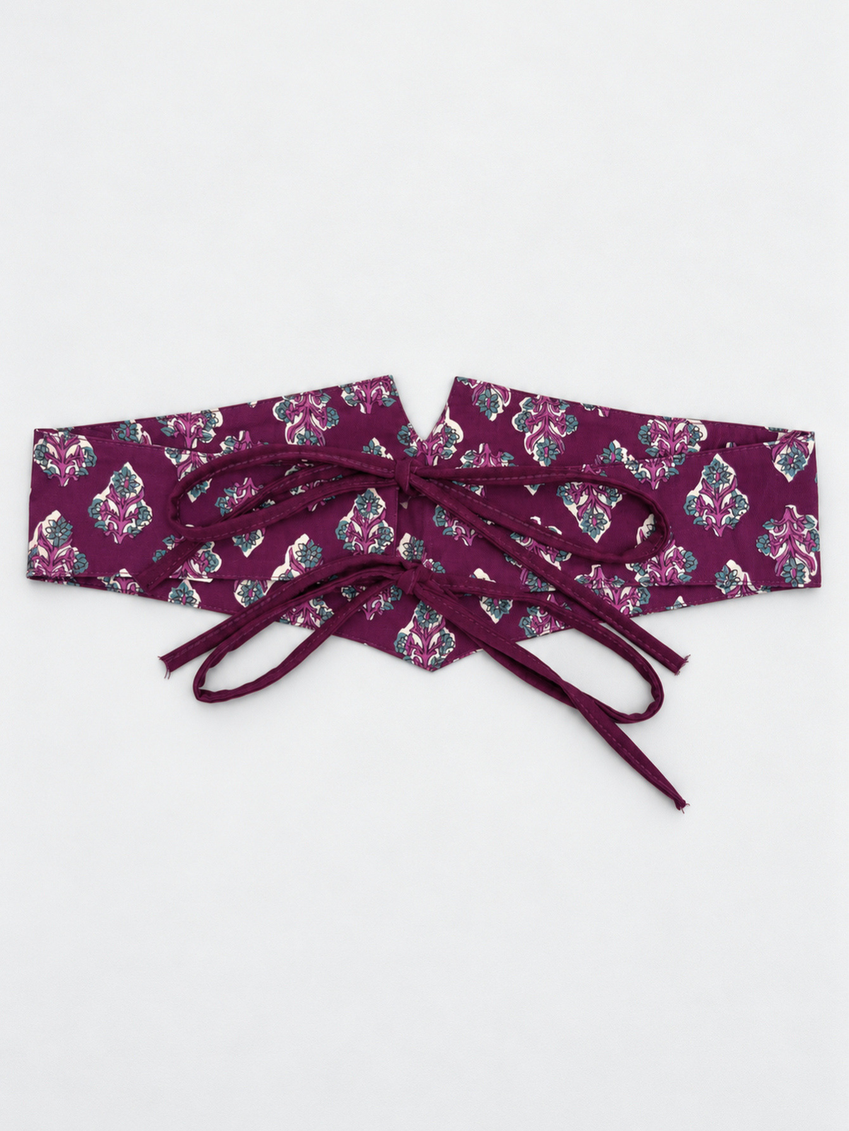 Ceinture obi imprimée marine liens bordeaux