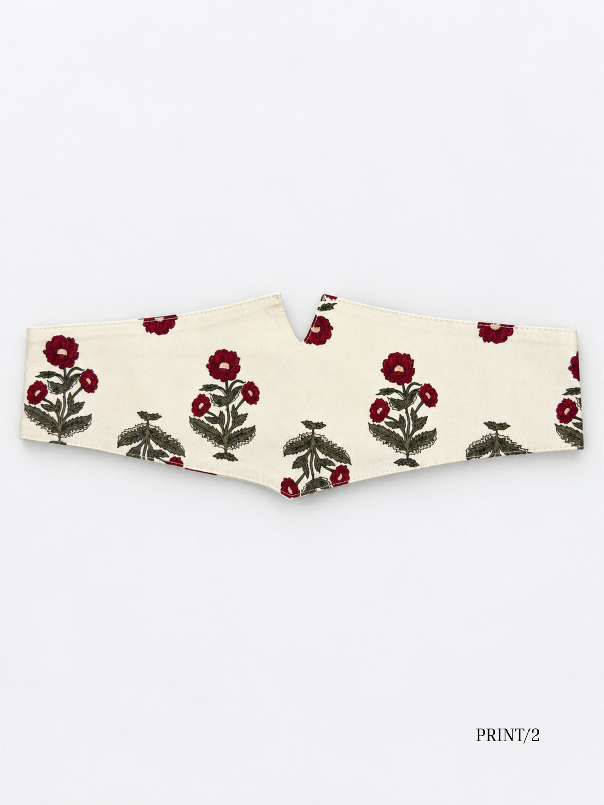 Ceinture obi imprimée florale écru rouge