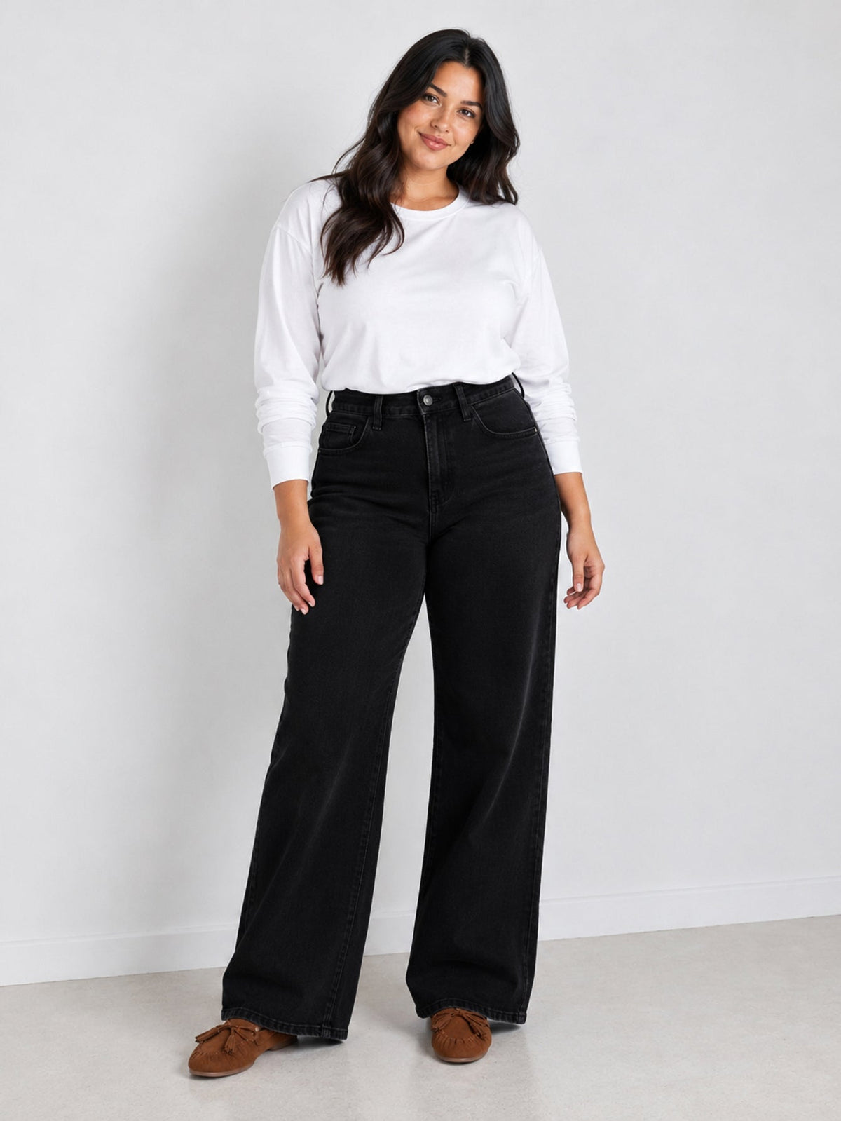 Jean wide leg noir face