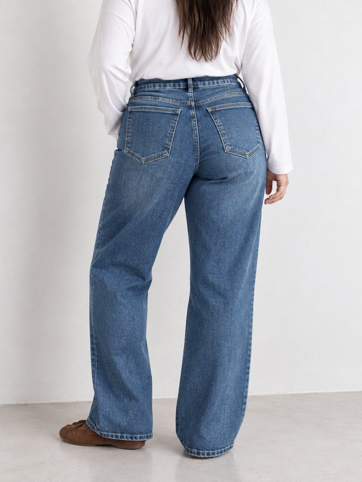 Jean wide leg bleu moyen dos