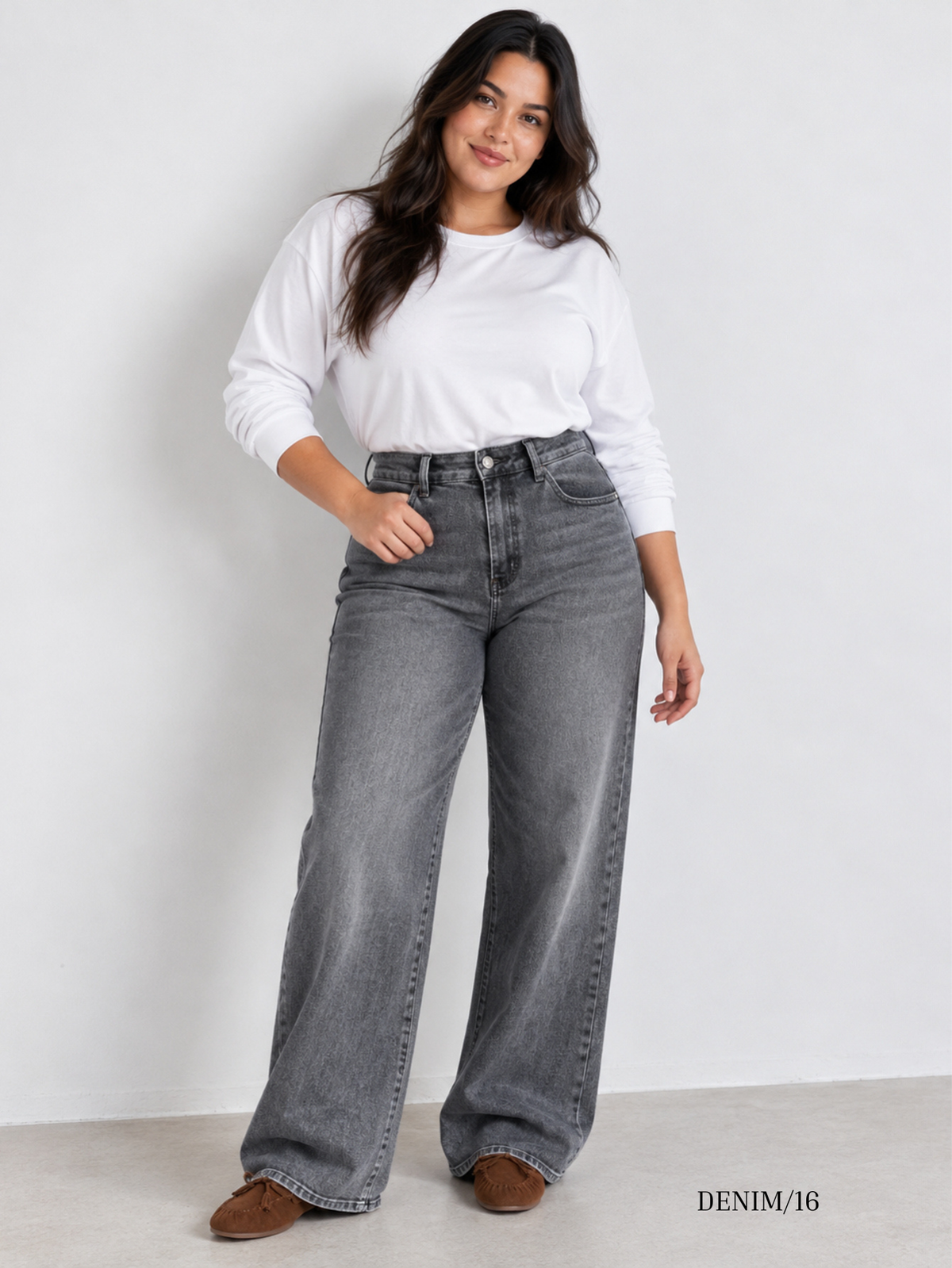 Jean wide leg gris face