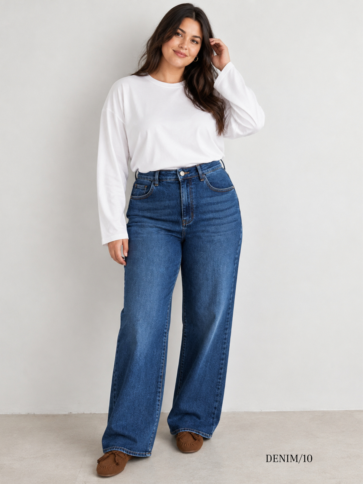 Jean wide leg bleu foncé face