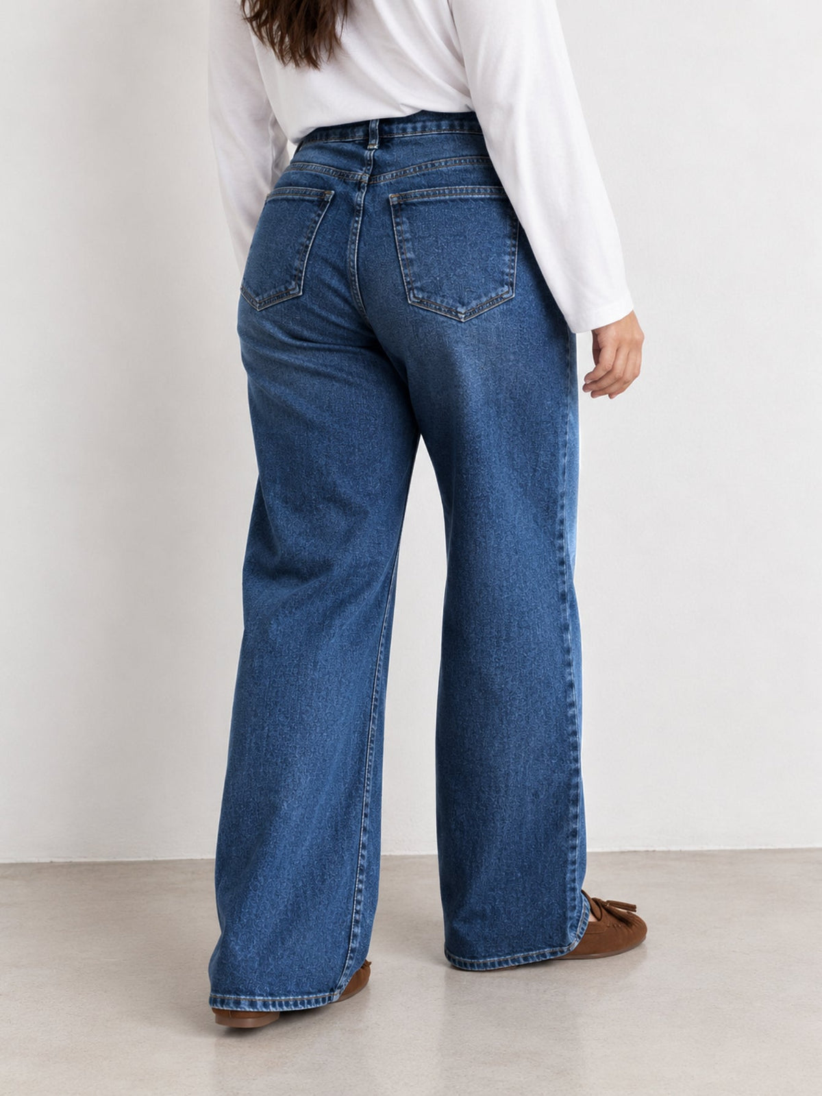 Jean wide leg bleu foncé dos