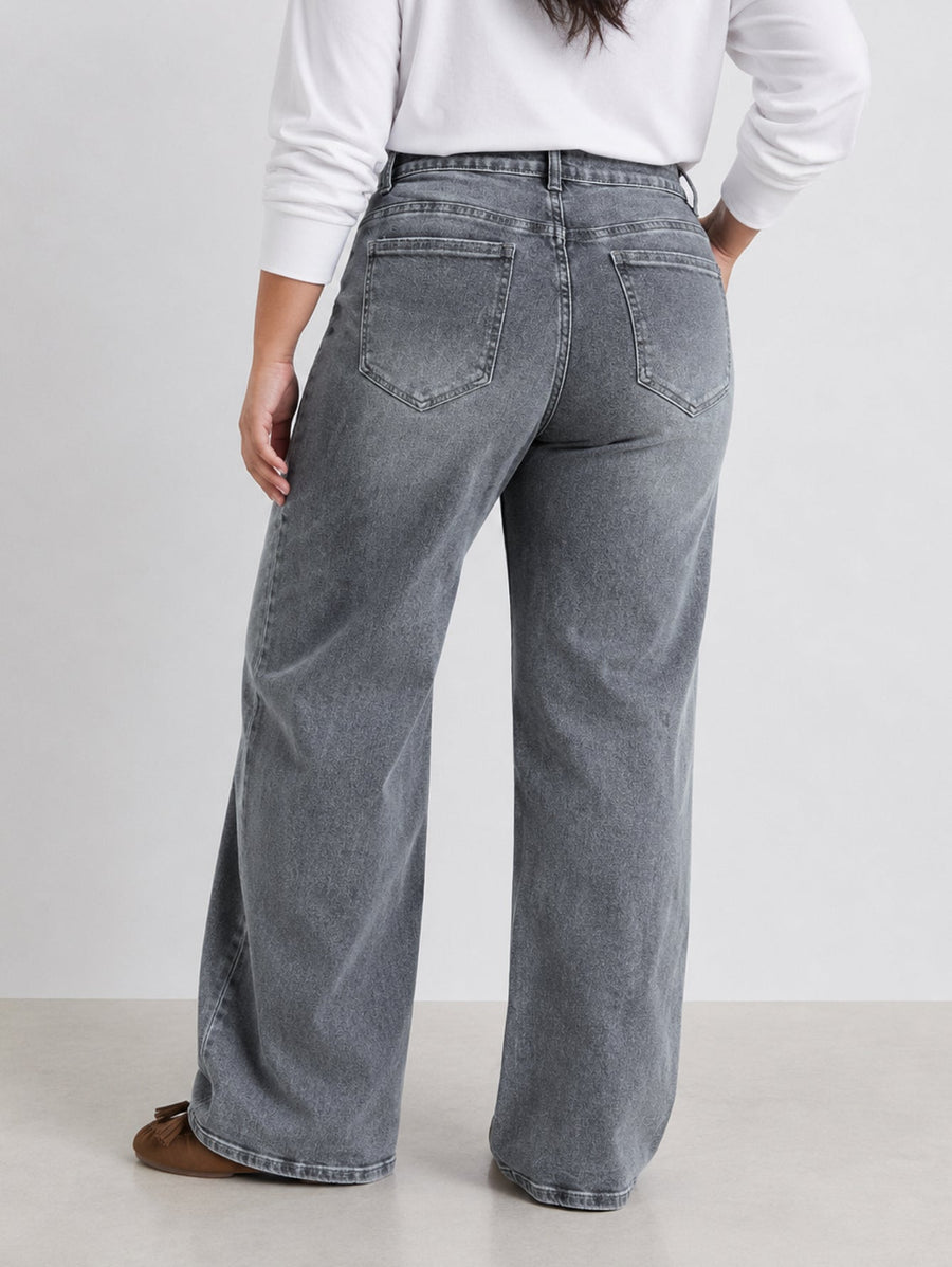 Jean wide leg gris clair dos