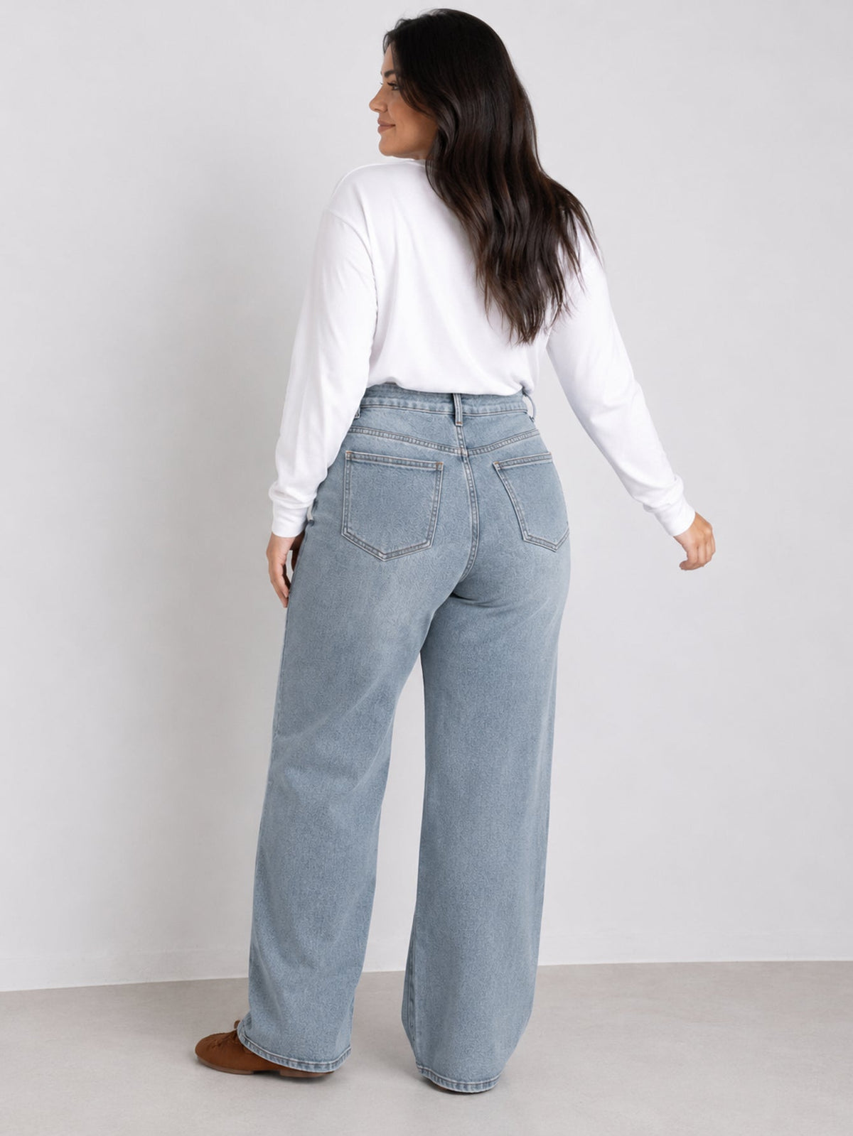 Jean wide leg bleu clair dos
