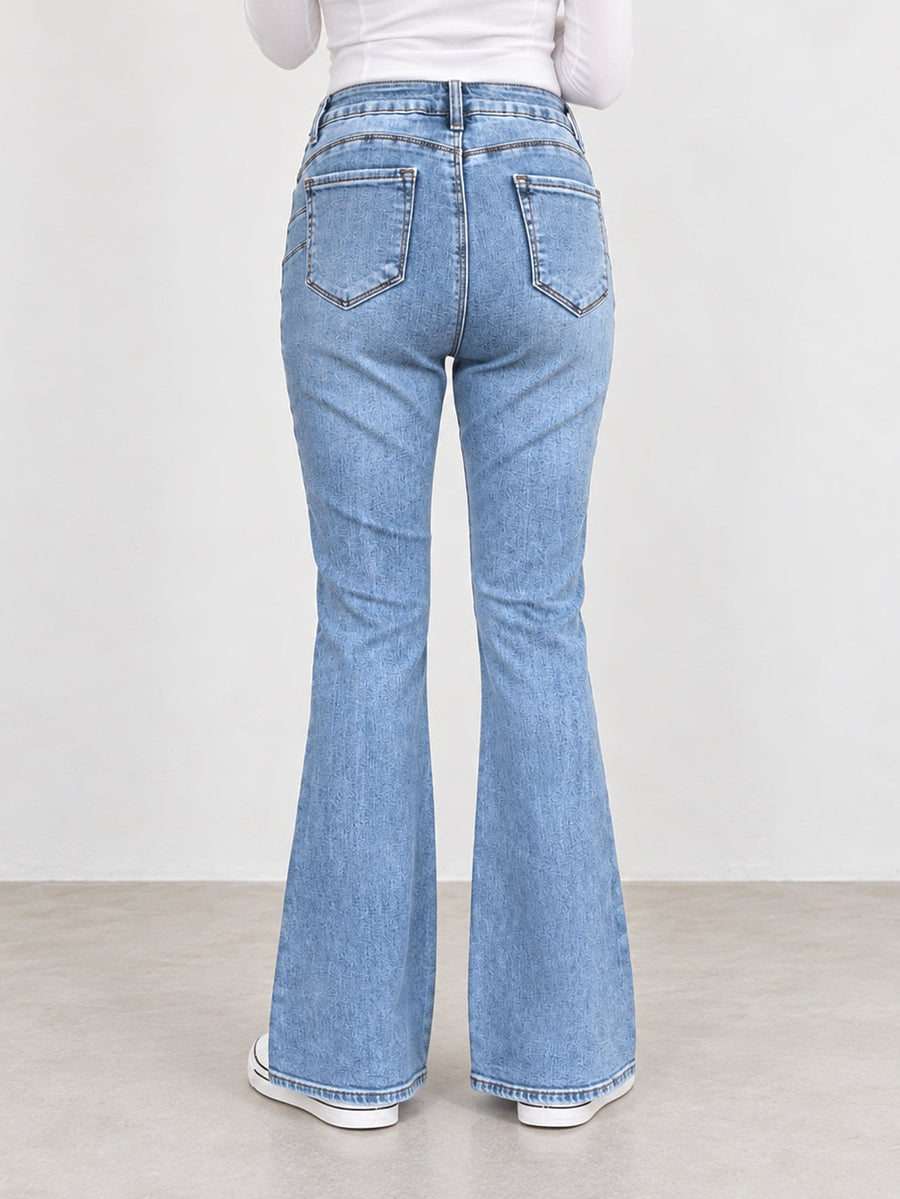 jean flare bleu très clair dos