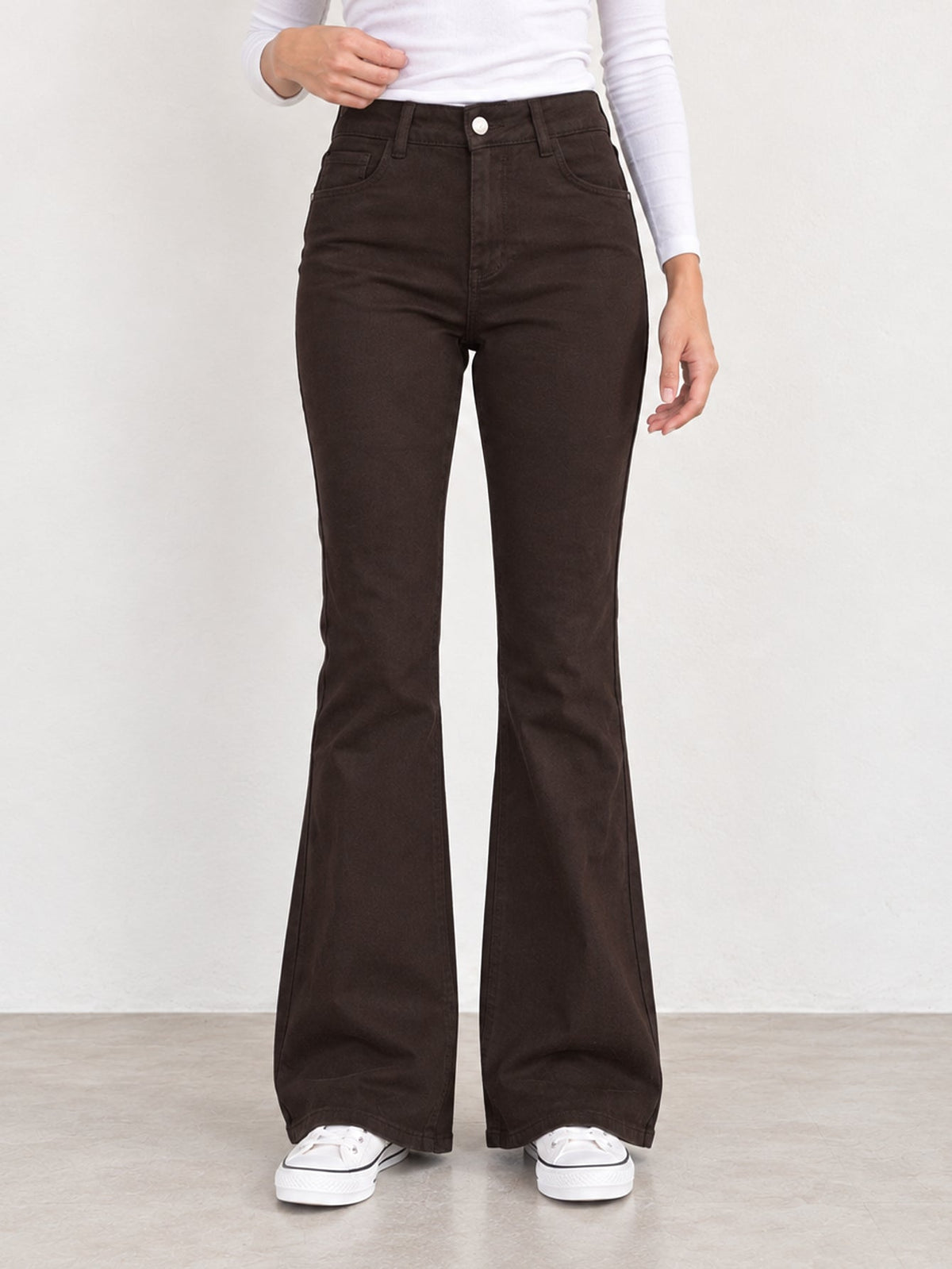 jean flare marron face