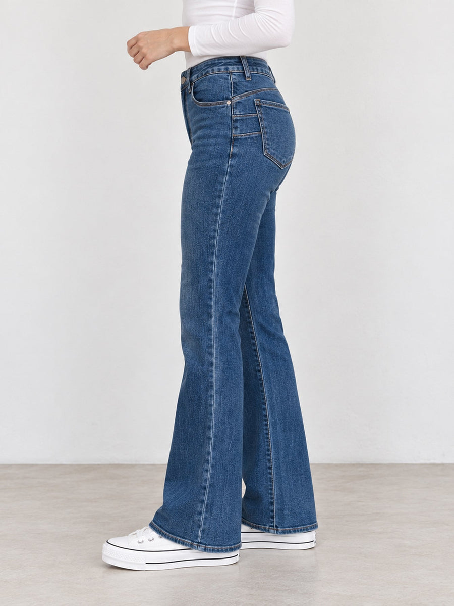 jean flare bleu moyen profil
