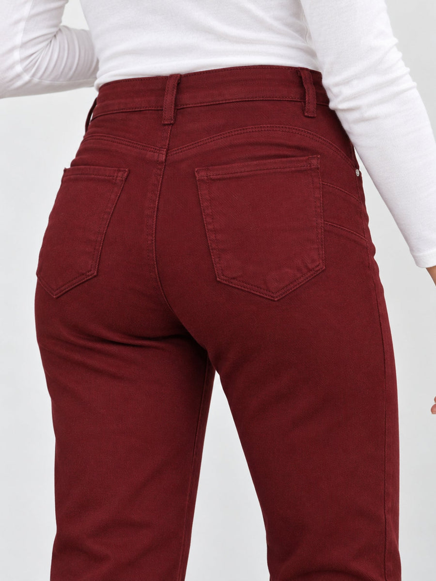 jean flare bordeaux détail taille