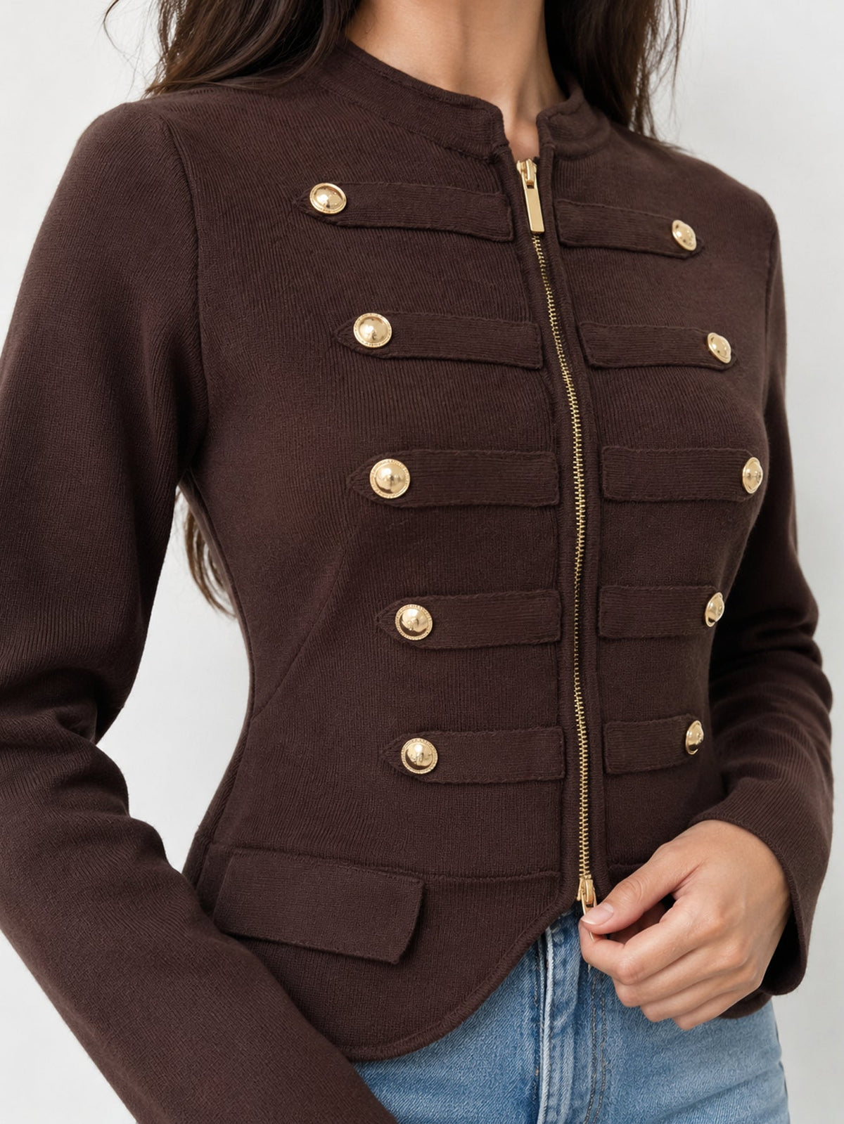 veste marron dos maille