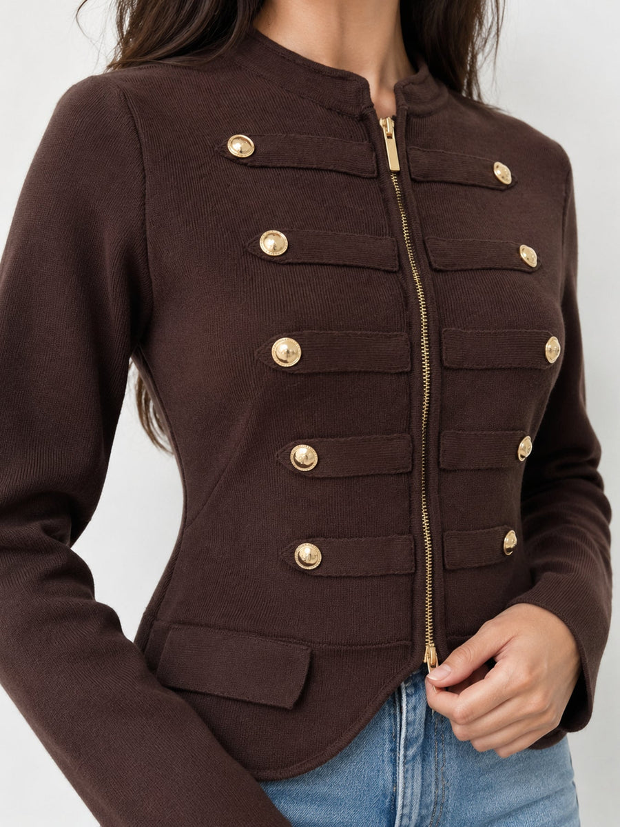 veste marron dos maille