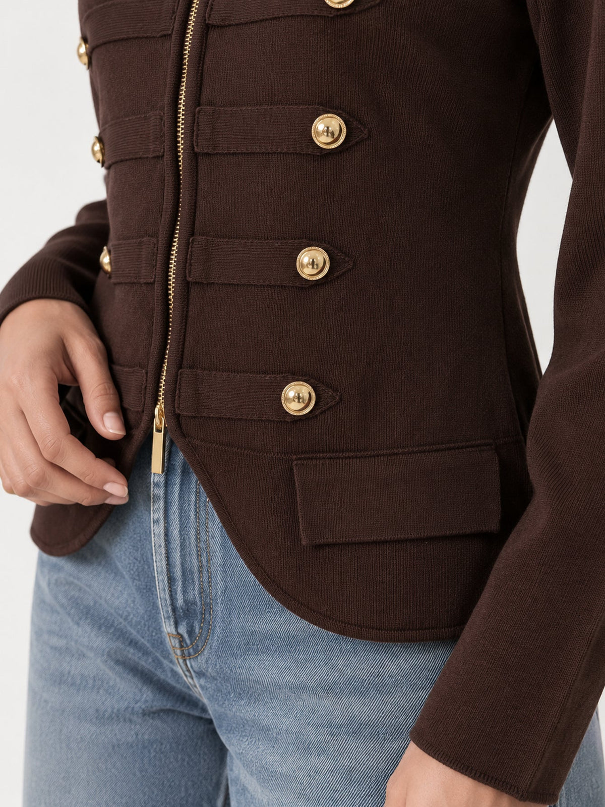 veste marron texture maille