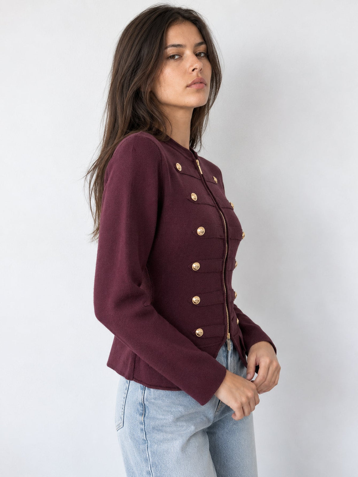 veste bordeaux profil cintrée
