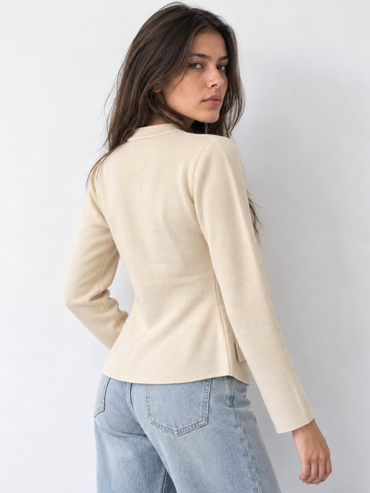 veste en maille écrue dos